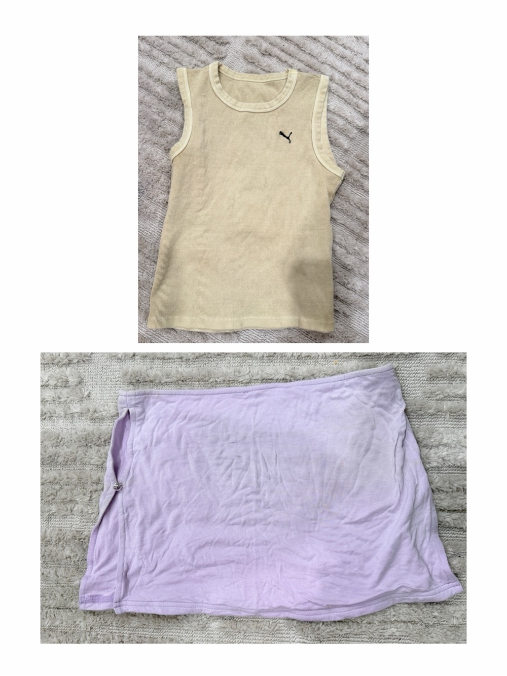 Puma Cream Sleeveless Tank & Lavender double slit  Skirt